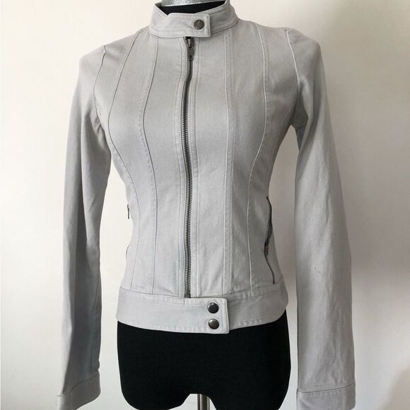 Betsey Johnson Gray Cotton Moto Jacket Size 2 - Picture 2 of 8